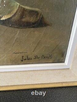 Tableau ancien HST portrait vieux pêcheur, XIXème siècle, signé Jules de Berck