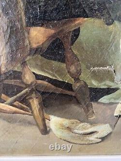 Tableau ancien HST portrait vieux pêcheur, XIXème siècle, signé Jules de Berck