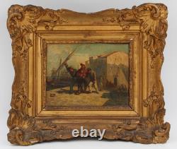 Tableau ancien HST signé A Kunkler marine XIX ème scène sur le quai