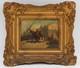 Tableau ancien HST sign&eacute; A Kunkler marine XIX &egrave;me sc&egrave;ne sur le quai