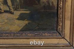 Tableau ancien HST signé A Kunkler marine XIX ème scène sur le quai