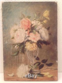Tableau ancien Henri Fantin LATOUR Roses Huile sur toile