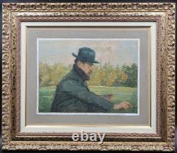 Tableau ancien Henri Laffite peintre palette portrait 1912 paysage