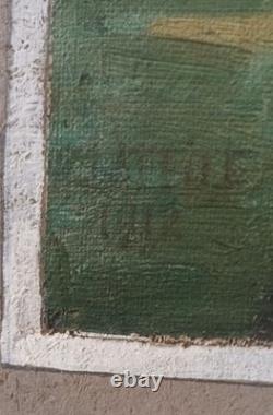 Tableau ancien Henri Laffite peintre palette portrait 1912 paysage