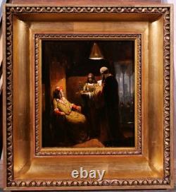 Tableau ancien Henri Leys histoire troubadour Belgique romantisme