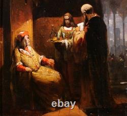 Tableau ancien Henri Leys histoire troubadour Belgique romantisme