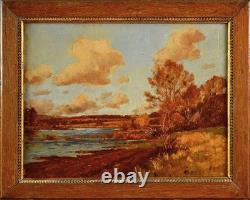 Tableau ancien, Henri Linguet XIX? /XX? Siècle. Bord de Rivière