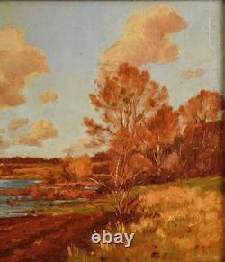 Tableau ancien, Henri Linguet XIX? /XX? Siècle. Bord de Rivière