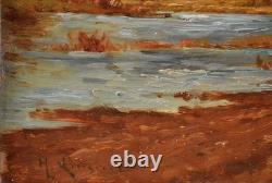 Tableau ancien, Henri Linguet XIX? /XX? Siècle. Bord de Rivière