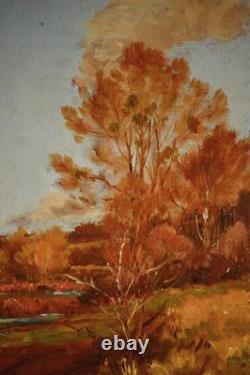 Tableau ancien, Henri Linguet XIX? /XX? Siècle. Bord de Rivière
