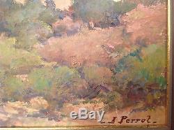 Tableau ancien Henri PERROT (1896 1976) Huile impressionniste Provence animée
