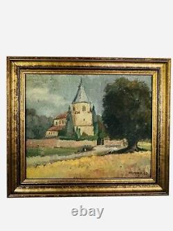Tableau ancien Hommel (XX) Signé Et Datée 1969 Huile Sur Toile Religiuex Église