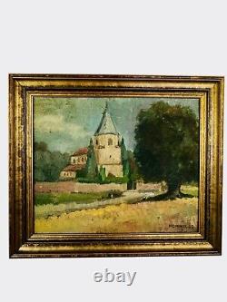 Tableau ancien Hommel (XX) Signé Et Datée 1969 Huile Sur Toile Religiuex Église
