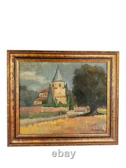 Tableau ancien Hommel (XX) Signé Et Datée 1969 Huile Sur Toile Religiuex Église