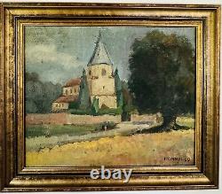 Tableau ancien Hommel (XX) Signé Et Datée 1969 Huile Sur Toile Religiuex Église