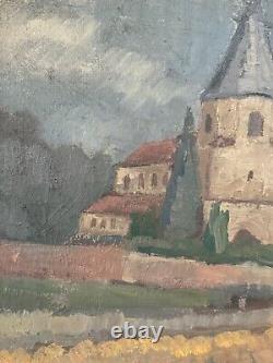 Tableau ancien Hommel (XX) Signé Et Datée 1969 Huile Sur Toile Religiuex Église