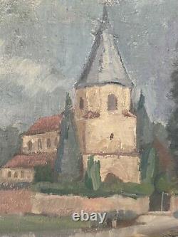 Tableau ancien Hommel (XX) Signé Et Datée 1969 Huile Sur Toile Religiuex Église