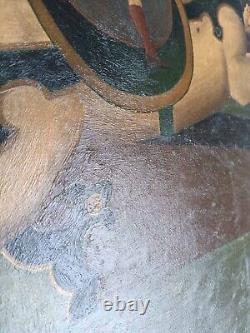 Tableau ancien Hsp scène de genre Carrousel manège Art Naif Serge Fiorio Suisse