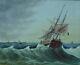 Tableau ancien Hst Marine Paysage animé départ de Pêche Bretagne signé J Vallet