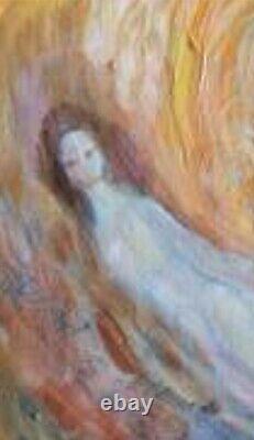 Tableau ancien Hst scène de genre animée surréalisme signé Picaut XX Dlg Chagall