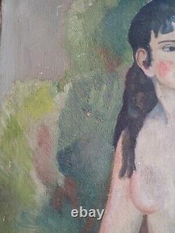 Tableau ancien Hst scène de genre portrait femme nue impressionnisme RÉSERVÉ