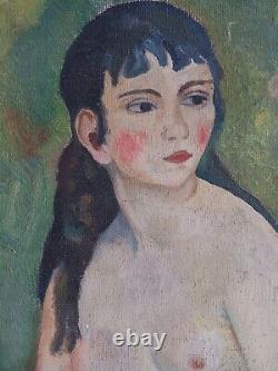 Tableau ancien Hst scène de genre portrait femme nue impressionnisme RÉSERVÉ