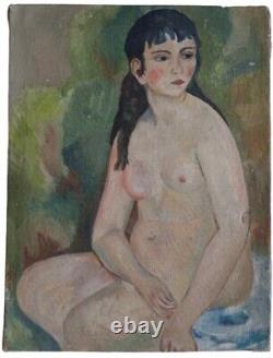 Tableau ancien Hst scène de genre portrait femme nue impressionnisme RÉSERVÉ