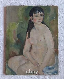 Tableau ancien Hst scène de genre portrait femme nue impressionnisme RÉSERVÉ