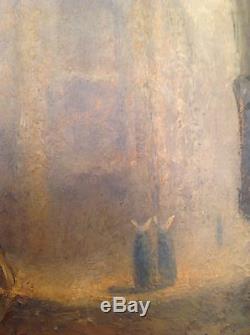 Tableau ancien Huile Impressionniste Paysage Amiens Nonnes signé A. Rabouille