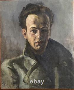 Tableau ancien. Huile Sur Toile Milieu XXème. Portrait D'un Jeune Homme