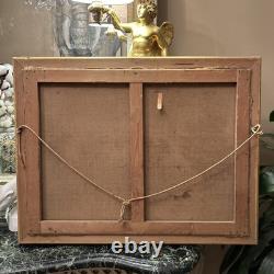 Tableau ancien Huile Sur Toile XIXe Scène Pêche cadre bois doré décoration