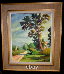 Tableau ancien Huile paysage Fauve Pont AVEN signé Ferran début XXème