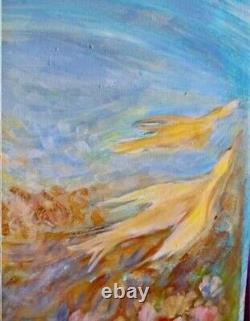 Tableau ancien Huile scène de genre animée signé Picaut XX Dlg Marc Chagall