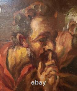 Tableau ancien Huile sur bois fragment Suzanne et les vieillards 17ème