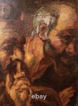 Tableau ancien Huile sur bois fragment Suzanne et les vieillards 17ème