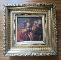 Tableau ancien Huile sur bois fragment Suzanne et les vieillards 17ème