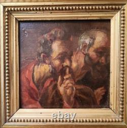 Tableau ancien Huile sur bois fragment Suzanne et les vieillards 17ème