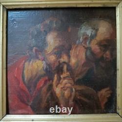 Tableau ancien Huile sur bois fragment Suzanne et les vieillards 17ème