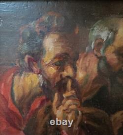 Tableau ancien Huile sur bois fragment Suzanne et les vieillards 17ème