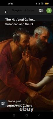 Tableau ancien Huile sur bois fragment Suzanne et les vieillards 17ème