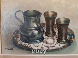 Tableau ancien Huile sur panneau Nature Morte ecole française VAN DER VOORT