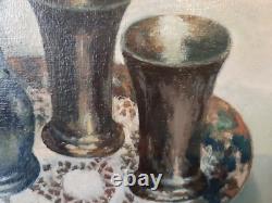 Tableau ancien Huile sur panneau Nature Morte ecole française VAN DER VOORT