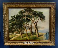 Tableau ancien Huile sur panneau Paysage méditerranéen École française