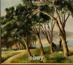 Tableau ancien Huile sur panneau Paysage méditerranéen École française