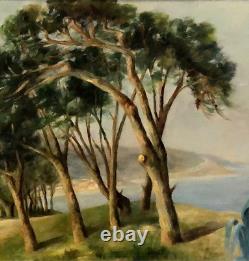 Tableau ancien Huile sur panneau Paysage méditerranéen École française