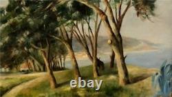 Tableau ancien Huile sur panneau Paysage méditerranéen École française