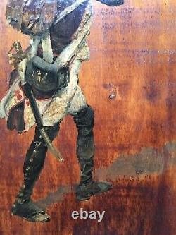Tableau ancien, Huile sur panneau, Soldat napoléonien, Signature, XIXe
