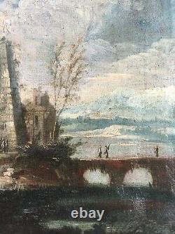 Tableau ancien, Huile sur toile, Entourage de Marieschi, Ecole italienne XVIIIe