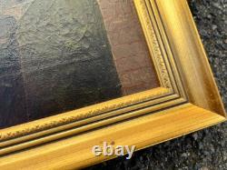 Tableau ancien Huile sur toile Le jeune fumeur Signé Cadre doré XIX