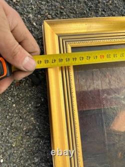 Tableau ancien Huile sur toile Le jeune fumeur Signé Cadre doré XIX